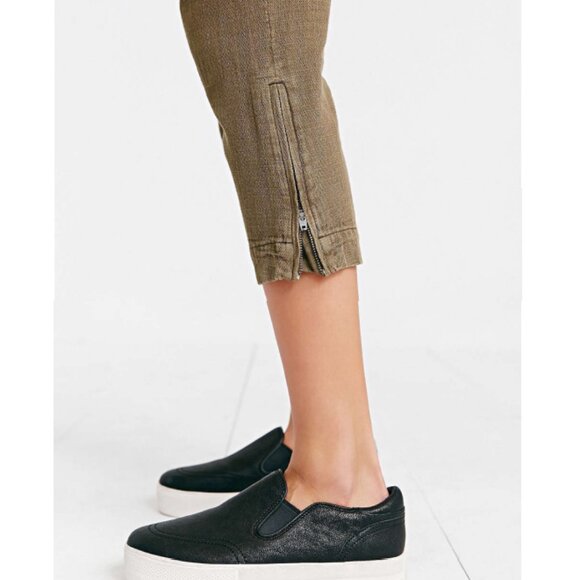 Cotton Cropped Olive Khaki Pants - Picture 4 of 10